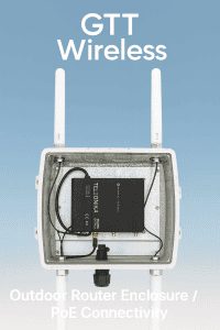 Outdoor wireless router enclosure for reliable PoE connectivity.