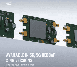 IoT Portal Teltonika CALYX Pi Hat for IoT applications, compatible with 5G, 5G RedCap, and 4G versio.
