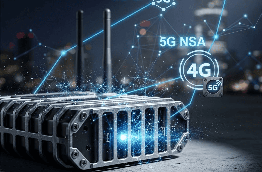 5G IoT router supporting 5G SA, NSA, and 4G networks for seamless M2M communication.