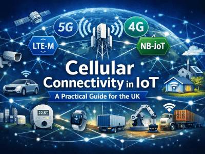 Illustration of cellular networks and IoT devices for UK deployments.