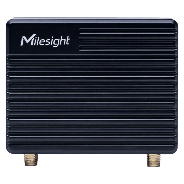 Milesight UR41 compact 4G modem top view showing cellular and GPS SMA antenna connectors